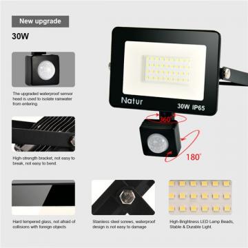 bapro 30W LED Security Lights with Motion Sensor, Slim Flood Light, IP65 Waterproof Flood Light Daylight White(6000K) Outdoor Lights 2019 New Series Perfect for Garden Garage [Energy Class A++]