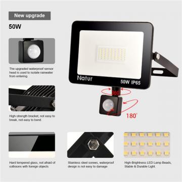 bapro 50W LED Security Lights with Motion Sensor, Slim Flood Light, IP65 Waterproof Flood Light Daylight White(6000K) Outdoor Lights 2019 New Series Perfect for Garden Garage [Energy Class A++]