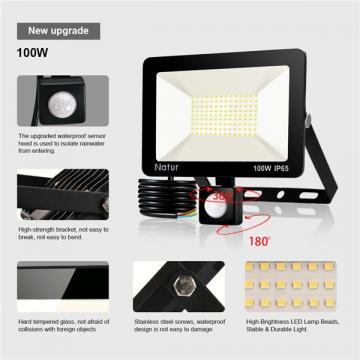 bapro 100W LED Security Lights with Motion Sensor, Slim Flood Light, IP65 Waterproof Flood Light Warm White(6000K) Outdoor Lights 2019 New Series Perfect for Garden Garage [Energy Class A++]