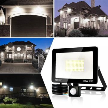 bapro 100W LED Security Lights with Motion Sensor, Slim Flood Light, IP65 Waterproof Flood Light Daylight White(6000K) Outdoor Lights 2019 New Series Perfect for Garden Garage [Energy Class A++]