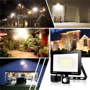 bapro 100W LED Security Lights with Motion Sensor, Slim Flood Light, IP65 Waterproof Flood Light Daylight White(6000K) Outdoor Lights 2019 New Series Perfect for Garden Garage [Energy Class A++]