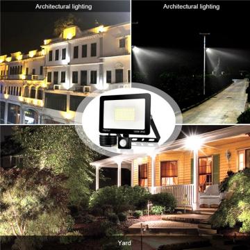 bapro 100W LED Security Lights with Motion Sensor, Slim Flood Light, IP65 Waterproof Flood Light Warm White(6000K) Outdoor Lights 2019 New Series Perfect for Garden Garage [Energy Class A++]