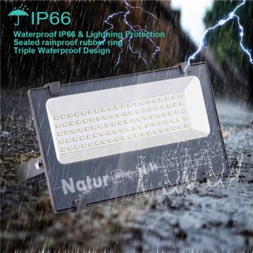 NATUR 50W LED Flood Light, Ultra Slim and Lightweight Design, 5000LM Outdoor Security Spotlights, 250W Halogen Equivalent, IP66 Waterproof, 6000K Daylight White [Energy Class A++]