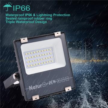 NATUR 20W LED Floodlight, 2000LM Outdoor Security Spotlights, Ultra Slim and Lightweight Design, 100W Halogen Equivalent, IP66 Waterproof, 3000K Warm White [Energy Class A++]