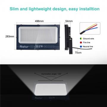 NATUR 300W LED Floodlight, 30000LM Outdoor Security Spotlights, Ultra Slim and Lightweight Design, 15000W Halogen Equivalent, IP66 Waterproof, 3000K Warm White [Energy Class A++]