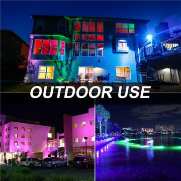 [2 Pack] bapro 100W LED RGB Floodlights with Remote Control, IP67 Waterproof Dimmable Decorative Coloured Flood Light 16 Colours 4 Modes,Coloured Floodlight with Remote Control。[Energy Class A++]