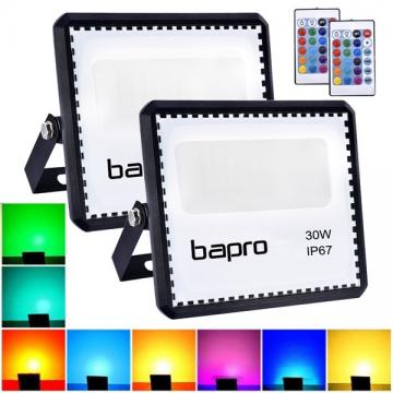 30W LED RGB Floodlight Outdoor，16 Colours 4 Modes, IP67 Waterproof, Dimmable Decorative, Suitable for Installation in Gardens, Stages, Buildings, Yards, Weddings, Parties, [Energy Class A+]