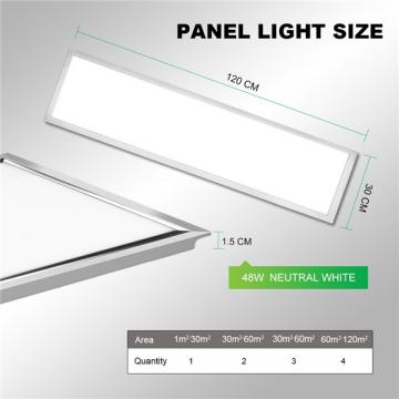 48W LED Panel Light 120 * 30CM, 150W LED Bulb Equivalent, Ultra Thin & Lightweight LED Ceiling Drop, 5800LM 4000K Neutral White, LED Flat Panel Light for Office Shop Garage Workshop Lighting