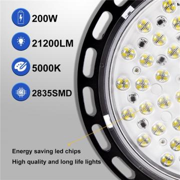 bapro 200W LED UFO Industrial lamp, Cold White 6000K led Shop Lights, IP54 Waterproof,Powerful Workshop Light for Workshops and Factories Industrial Ceiling Light[Energy Class A++]