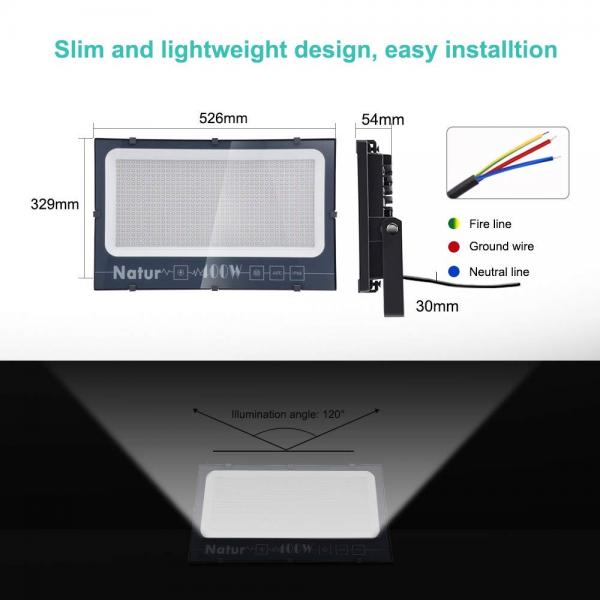 Bapro 400W LED Floodlight，IP66 Waterproof LED Smart Floodlight 40000LM, Cold White(6000K) Led Security Light Super Bright, Outdoor Lights for Garden Garage Doorways [Energy Class A++]