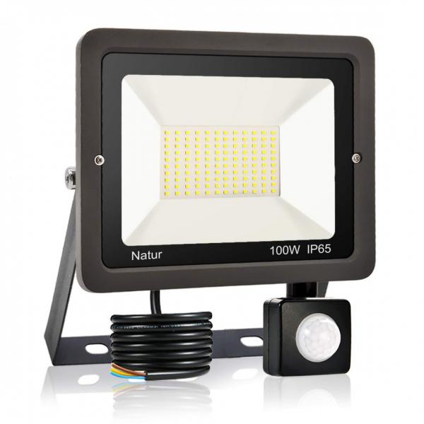 bapro 100W Security Lights with Motion Sensor,Led Floodlight Super Bright, Garden Lights Warm White(3000K), IP65 Waterproof Perfect for Garage, Garden and Forecourt[Energy Class A++]