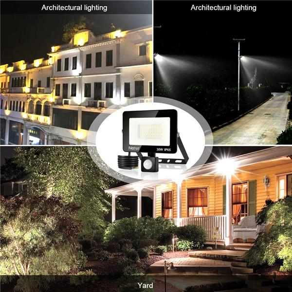 bapro 30W LED Security Lights with Motion Sensor, Slim Flood Light, IP65 Waterproof Flood Light Warm White(6000K) Outdoor Lights 2019 New Series Perfect for Garden Garage [Energy Class A++]