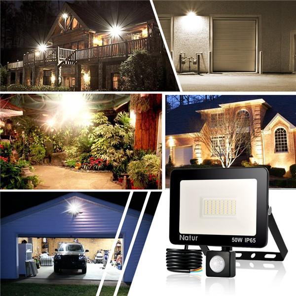 bapro 20W LED Security Lights with Motion Sensor, Slim Flood Light, IP65 Waterproof Flood Light Warm White(6000K) Outdoor Lights 2019 New Series Perfect for Garden Garage [Energy Class A++]