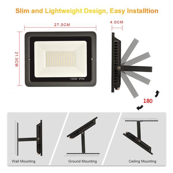 bapro 100W LED Outdoor Floodlight,Led Floodlight Super Bright, Garden Lights Warm White(3000K), IP65 Waterproof Outdoor Flood Light Wall Light Perfect for Garage, Garden， Forecourt[Energy Class A+]…