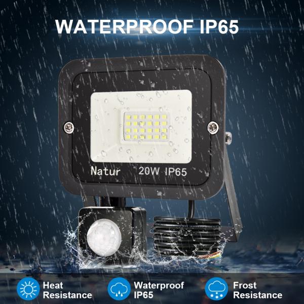 bapro 20W Security Lights with Motion Sensor,Led Floodlight Super Bright, Garden Lights Cold White(6000K), IP65 Waterproof Perfect for Garage, Garden and Forecourt[Energy Class A++]