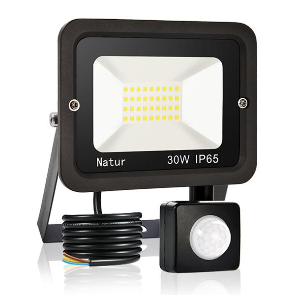 bapro 30W Security Lights with Motion Sensor,Led Floodlight Super Bright, Garden Lights Warm White(3000K), IP65 Waterproof Perfect for Garage, Garden and Forecourt[Energy Class A++]