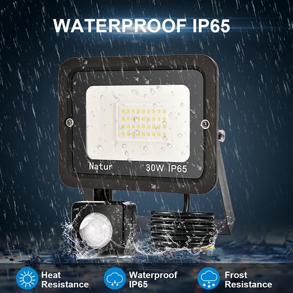 bapro 30W Security Lights with Motion Sensor,Led Floodlight Super Bright, Garden Lights Cold White(6000K), IP65 Waterproof Perfect for Garage, Garden and Forecourt[Energy Class A++]