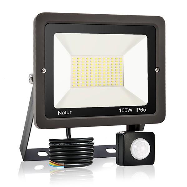 bapro 100W Security Lights with Motion Sensor,Led Floodlight Super Bright, Garden Lights Cold White(6000K), IP65 Waterproof Perfect for Garage, Garden and Forecourt[Energy Class A++]