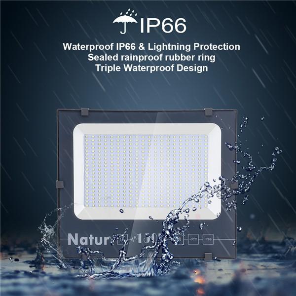 NATUR 150W LED Floodlight, 15000LM Outdoor Security Spotlights, Ultra Slim and Lightweight Design, 750W Halogen Equivalent, IP66 Waterproof, 3000K Warm White [Energy Class A++]