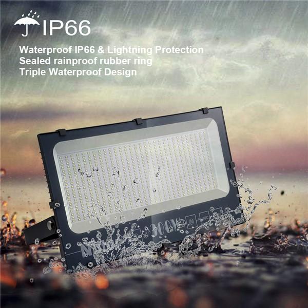 NATUR 300W LED Flood Light, Ultra Slim and Lightweight Design, 30000LM Outdoor Security Spotlights, 1500W Halogen Equivalent, IP66 Waterproof, 6000K Daylight White [Energy Class A++]