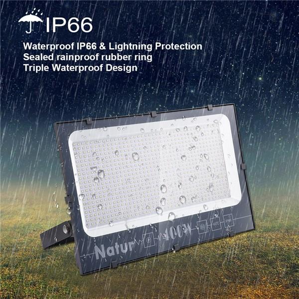 NATUR 400W LED Flood Light, Ultra Slim and Lightweight Design, 40000LM Outdoor Security Spotlights, 2000W Halogen Equivalent, IP66 Waterproof, 6000K Daylight White [Energy Class A++]