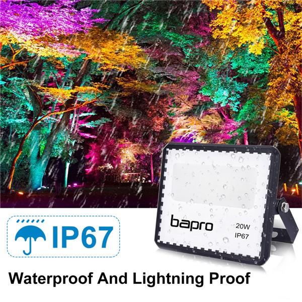 20W LED RGB Floodlight Outdoor，16 Colours 4 Modes, IP67 Waterproof, Dimmable Decorative, Suitable for Installation in Gardens, Stages, Buildings, Yards, Weddings, Parties, [Energy Class A+]