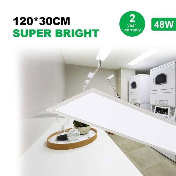 48W LED Panel Light 120 * 30CM, 150W LED Bulb Equivalent, Ultra Thin & Lightweight LED Ceiling Drop, 5800LM 4000K Neutral White, LED Flat Panel Light for Office Shop Garage Workshop Lighting