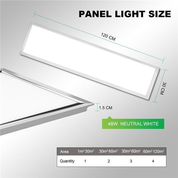 48W LED Panel Light 120 * 30CM, 150W LED Bulb Equivalent, Ultra Thin & Lightweight LED Ceiling Drop, 5800LM 4000K Neutral White, LED Flat Panel Light for Office Shop Garage Workshop Lighting