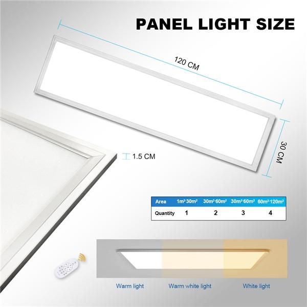 48W LED Panel Light Dimmable 120 * 30CM, 150W LED Bulb Equivalent, Ultra Slim & Lightweight LED Ceiling Drop, 5800LM Modified Colour Temperature, Flat Panel Lighting for Residential Office Shop Light [Energy Class A++]