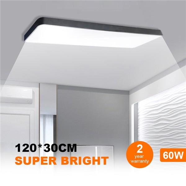 LED Ceiling Panel Light 120x30CM 60W, Black Body Suspended & Surface Mount Ceiling Panel Drop, Low Profile Design 4000K Neutral White 6000LM, Flat Panel Lighting for Residential Office Shop Light