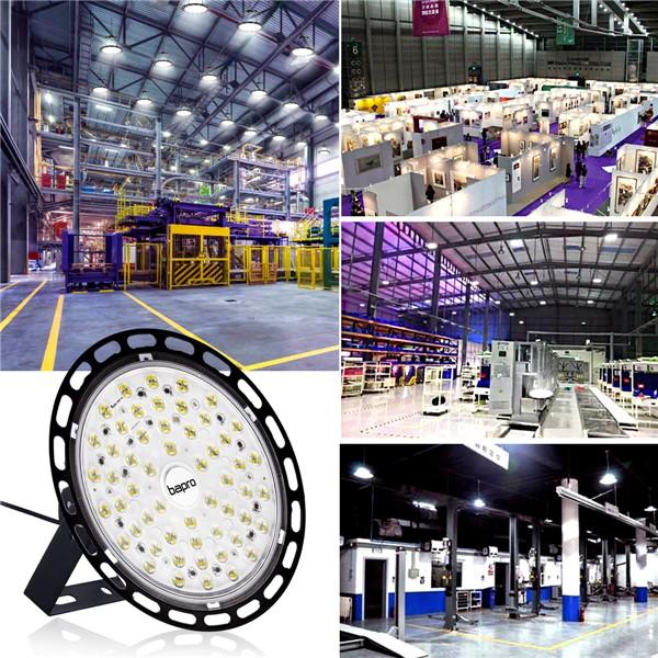 bapro 200W LED UFO Industrial lamp, Cold White 6000K led Shop Lights, IP54 Waterproof,Powerful Workshop Light for Workshops and Factories Industrial Ceiling Light[Energy Class A++]